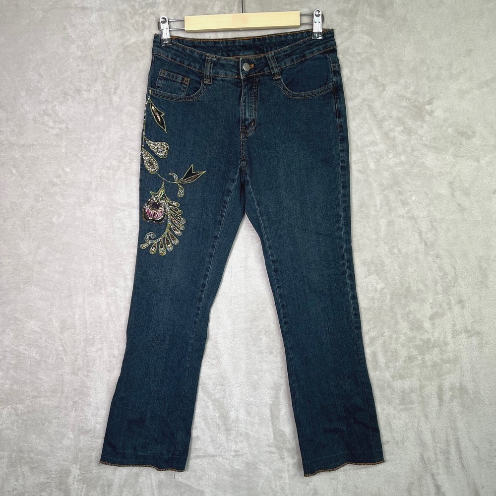 Boston Proper Jeans Womens 2 Dark Wash Beaded Embellished Denim